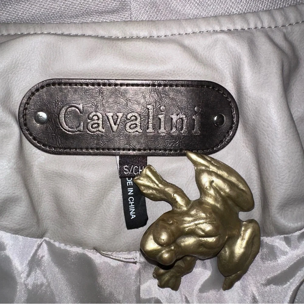 Cavalini‎ Faux Leather Jacket Sz Small Asymmetric Hem Diagonal Zip Artsy Funky